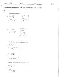 Trigonometry and Advanced Math Final Exam Review (2,0 \b[ 2,611)