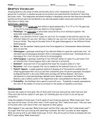 GENETICS VOCABULARY
