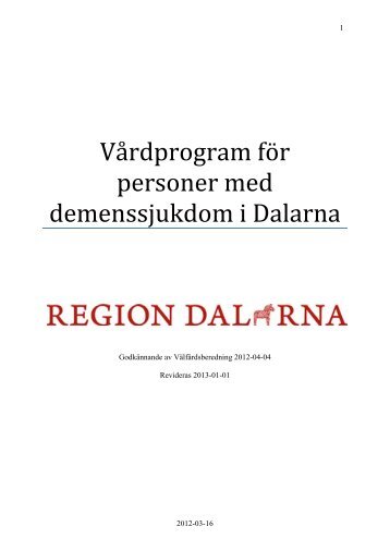 Vårdprogram för personer med demenssjukdom i Dalarna