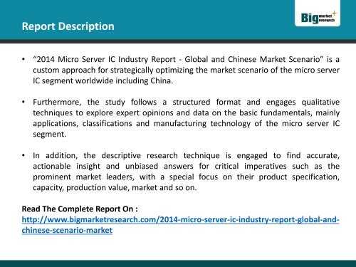 2014 Micro Server IC Industry Report - Global and Chinese Market Scenario