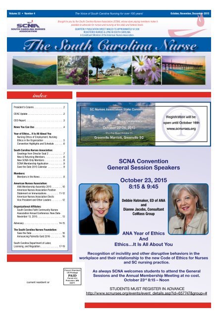 The South Carolina Nurse - October 2015