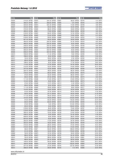 Preisliste Heizung 06.2010 (PDF) - Arthur Weber AG