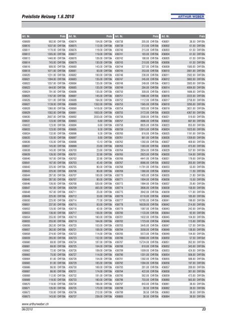 Preisliste Heizung 06.2010 (PDF) - Arthur Weber AG