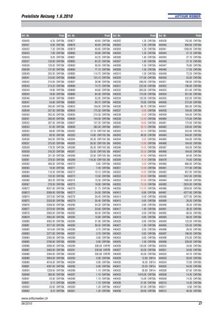 Preisliste Heizung 06.2010 (PDF) - Arthur Weber AG