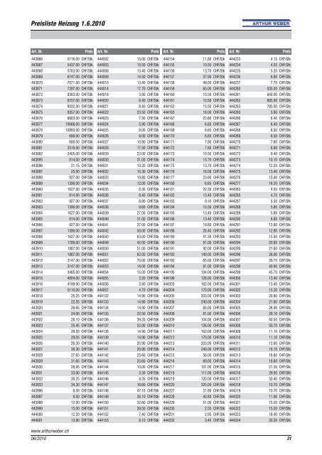 Preisliste Heizung 06.2010 (PDF) - Arthur Weber AG