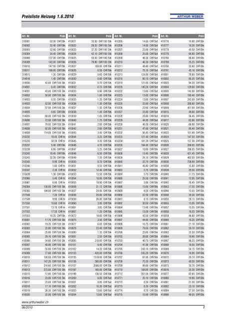 Preisliste Heizung 06.2010 (PDF) - Arthur Weber AG