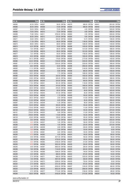 Preisliste Heizung 06.2010 (PDF) - Arthur Weber AG