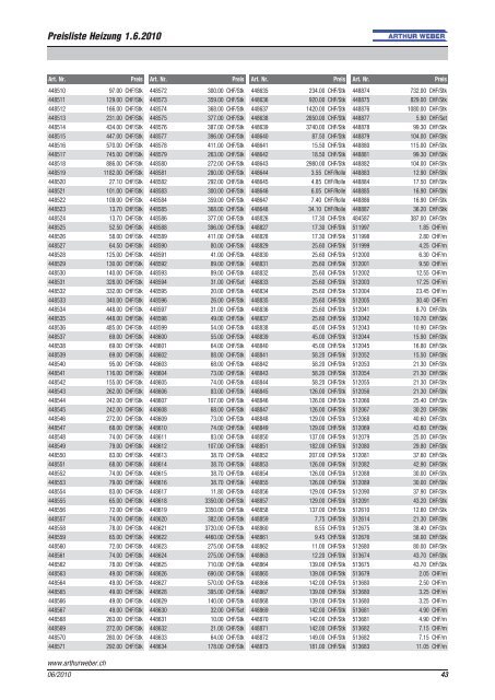 Preisliste Heizung 06.2010 (PDF) - Arthur Weber AG