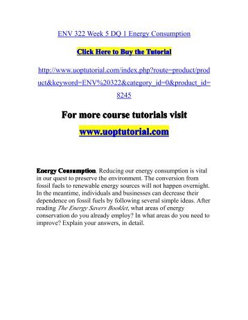 ENV 322 Week 5 DQ 1 Energy Consumption