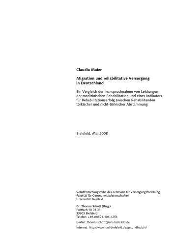 Claudia Maier Migration und rehabilitative Versorgung in Deutschland