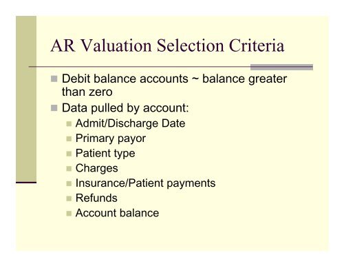 AR Valuation in Healthcare