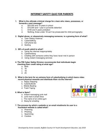 INTERNET SAFETY QUIZ FOR PARENTS