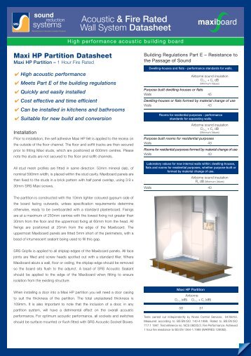 Acoustic & Fire Rated Wall System Datasheet