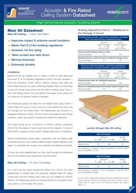 Acoustic Fire Rated Ceiling System Datasheet