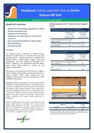 Maxiboard Ceiling suspended from an British Gypsum MF Grid
