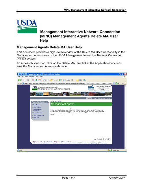 Management Agents Delete MA User Help - USDA MINC