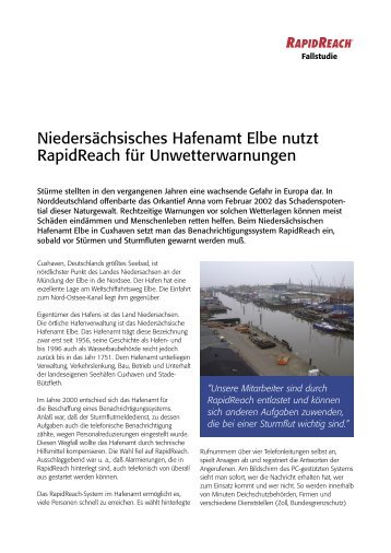 Niedersächsisches Hafenamt Elbe nutzt RapidReach für - Swissphone