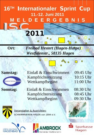 16TH Internationaler Sprint Cup - Schwimmverein Hagen von 1894 eV