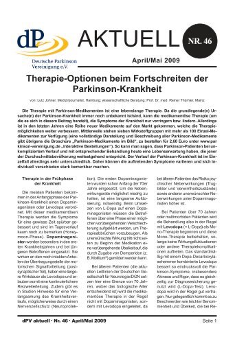 dPV Aktuell 46 - Deutsche Parkinson Vereinigung eV