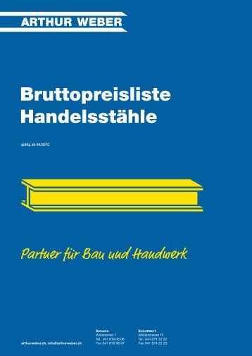 Bruttopreisliste Handelsstähle