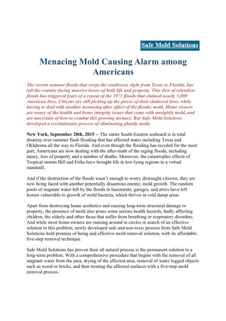 Menacing Mold Causing Alarm among Americans