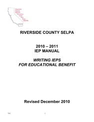 RIVERSIDE COUNTY SELPA 2010 – 2011 IEP MANUAL WRITING ...