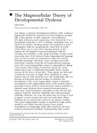 The Magnocellular Theory of Developmental Dyslexia