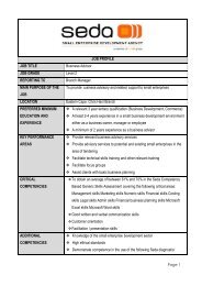 JOB PROFILE JOB TITLE Business Advisor JOB GRADE ... - Seda