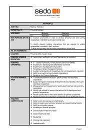 JOB PROFILE JOB TITLE Regional Facilitator REPORTING ... - Seda