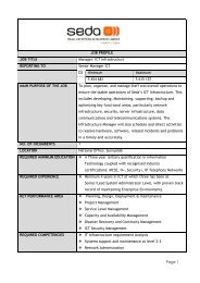 Page 1 JOB PROFILE JOB TITLE Manager: ICT Infrastructure ... - Seda