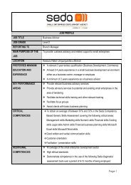 JOB PROFILE JOB TITLE Business Advisor JOB GRADE ... - Seda