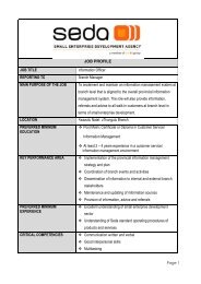 JOB PROFILE JOB TITLE Information Officer REPORTING ... - Seda