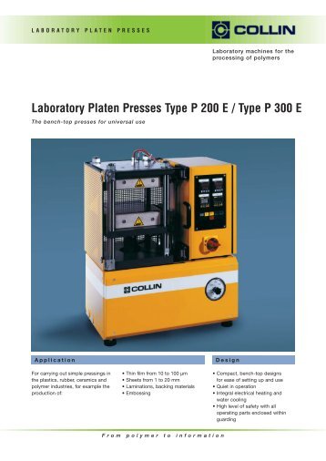 Laboratory Platen Presses Type P 200 E