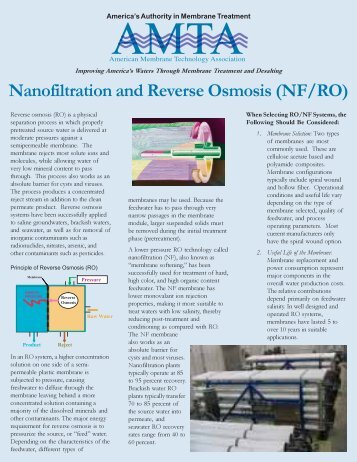 Nanofiltration and Reverse Osmosis (NF/RO)