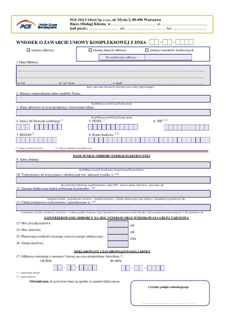 Wniosek O Zawarcie Umowy Kompleksowej Enea www.yumpu.com