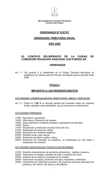 Modificacin Codigo Fiscal y Ordenanza Tarifaria - Municipalidad de ...
