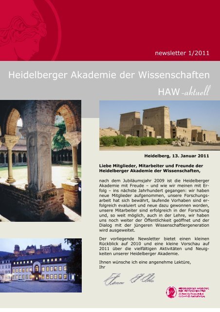 newsletter 1/2011 - Heidelberger Akademie der Wissenschaften ...