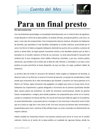 Para un final presto