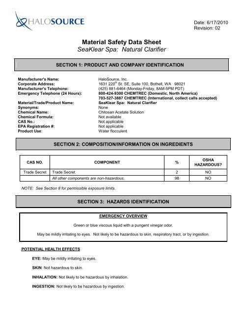 Chitosan Clarifier for Spas - Water By Design