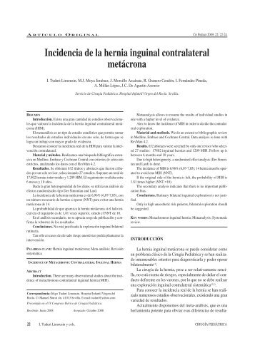 Incidencia de la hernia inguinal contralateral metácrona