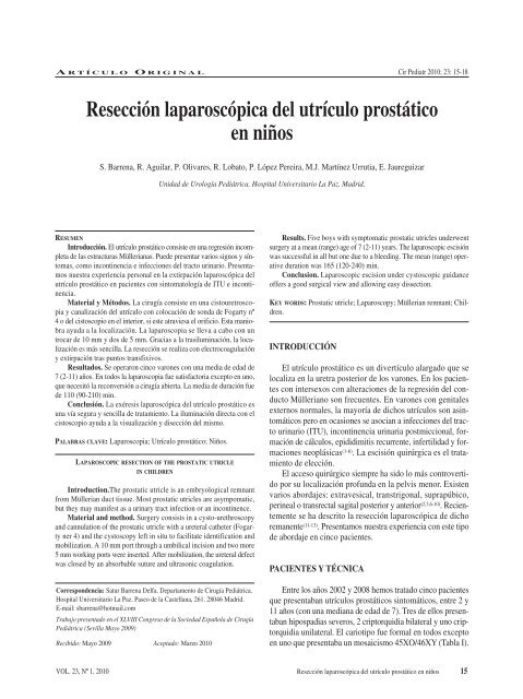 Resección laparoscópica del utrículo prostático en niños