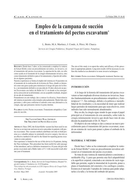 Empleo de la campana de succión en el tratamiento del pectus excavatum