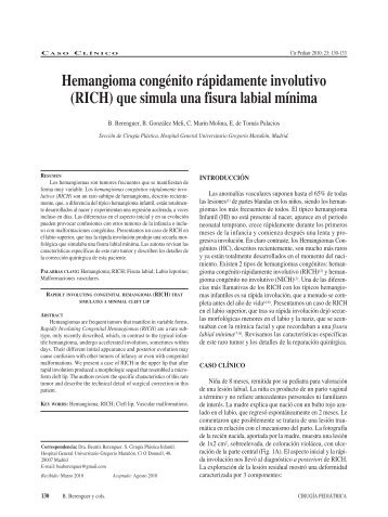 Hemangioma congénito rápidamente involutivo (RICH ... - Secipe.org