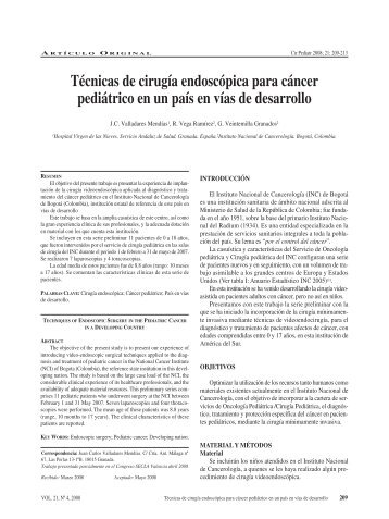 Técnicas de cirugía endoscópica para cáncer pediátrico en ... - secipe