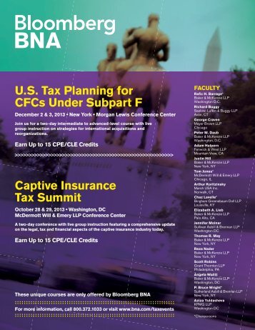 U.S Tax Planning for CFCs Under Subpart F Captive Insurance Tax Summit