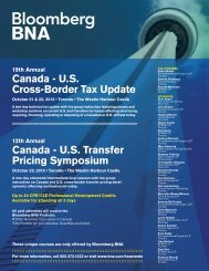 Canada - U.S Cross-Border Tax Update Canada - U.S Transfer Pricing Symposium