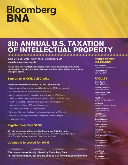 8th ANNUAL U.S TAXATION OF INTELLECTUAL PROPERTY