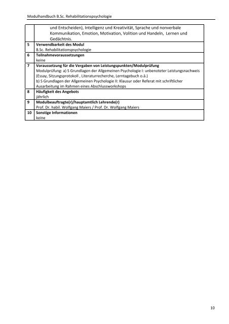 Modulhandbuch B.Sc. Rehabilitationspsychologie - Hochschule ...