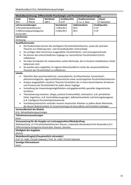 Modulhandbuch B.Sc. Rehabilitationspsychologie - Hochschule ...