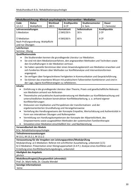 Modulhandbuch B.Sc. Rehabilitationspsychologie - Hochschule ...